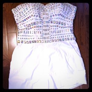 White embellished romper